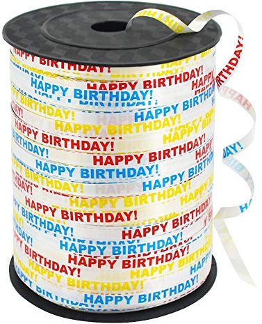 500 Yards Weiß Happy Birthday Ballonband Geschenkband Geschenkverpackung für Party Festival Art Craft Dekor Florist Blumen Dekoration Lieferungen