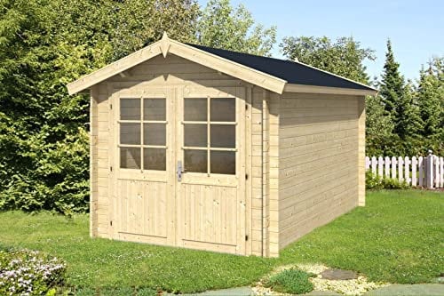 Alpholz Gartenhaus Bremen-28 C aus Massiv-Holz, Gerätehaus mit 28 mm Wandstärke, Garten Holzhaus mit Imprägnierung (pinie), Geräteschuppen Größe: 250 x 400 cm, Satteldach