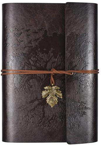 OMEYA Diario in Pelle Vintage, Taccuino Diario Di Viaggio, Diario Segreto, Diario per Scrivere Pensier, Idee Regalo Amica Regalo Donna, A5 23,4 x 16,5 cm (caffè)
