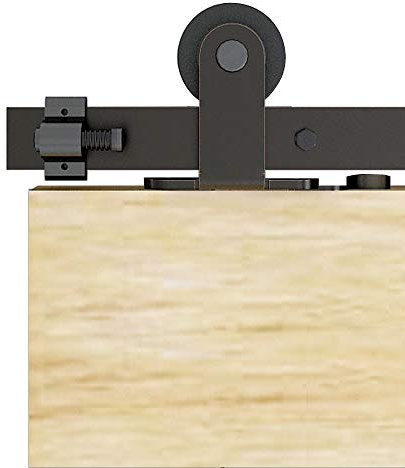 TSMST 152cm Schiebetürsystem Komplett Set für Schiebetüren Schwarz Schienen Kit Passend für eine einzelne Holztür,T-Form