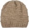 styleBREAKER Damen Strick Wintermütze mit Pailletten, Öffnung für Pferdeschwanz und Thermo-Fleece Futter, Beanie Mütze 04024177, Farbe:Hellbraun
