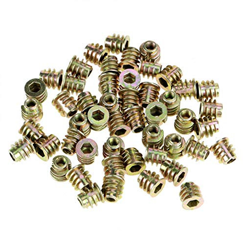 Esagono Incassato per Legno, Inserti in Legno Bullone Vite, Inserti Filettati iIn Acciaio Al Carbonio per Legno, 50 PZ M4 * 8mm Mobili Testa Esagonale Dado Filettato per Mobili
