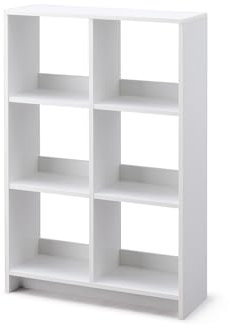 Iris Ohyama, Offenes Aufbewahrungsmöbel, Bibliothek, Regal mit 6 Fächern, Trennwand, horizontal & vertikal, Büro, Schlafzimmer, Wohnzimmer - Wood Open Shelf WOS-6 - Eiche weiß