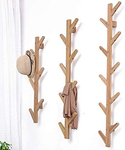 ETTBC Wandgarderobe Haken Massivholz Baumförmige Wohnzimmer Schlafzimmer Dekoration, Hängende Art Holzfarbe 78x22x7cm