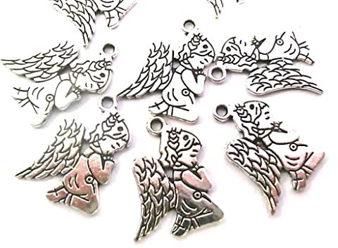 20 Anhänger Charms Engel Farbe antik silber 24x17x1mm Schmuckanhänger #S542