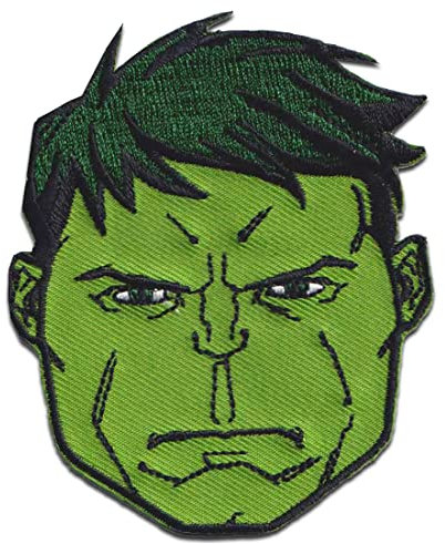 Marvel © Avengers Hulk Head - Aufbügler selbstklebende Aufkleber mit Emblem Maße: 7,9 x 6,5 cm