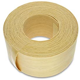 WoodPress 50 mm echtes Koto Kantenband – 7,5 m Kantenstreifen zum Aufbügeln – vorgeklebtes Holzfurnierband für Heimwerkeranwendungen – Kantenband für Möbelrestaurierung – Schmelzklebstoff für