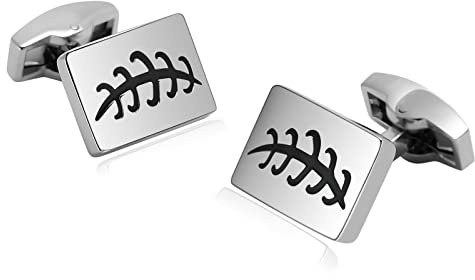 Stfery Cufflinks for Men Black, Manschettenknöpfe für Bräutigam Edelstahl Blätter-Muster-Rechteck Schmuck Geschenk