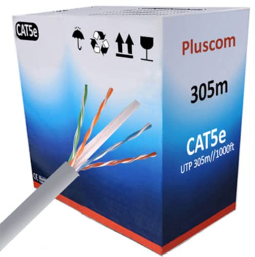 NTEK 305m grey Cat 5e Reel AWG24 Ethernet LAN UTP Roll Bulk CCA Cable | 1000ft Networking.
