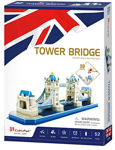 3D Puzzle - Tower Bridge of London | 3D Puzzle Kinder Und 3D Puzzles Erwachsene | Modellbausatz Erwachsene | Geschenk Für Kinder | 3D Puzzles | 52 Teilen