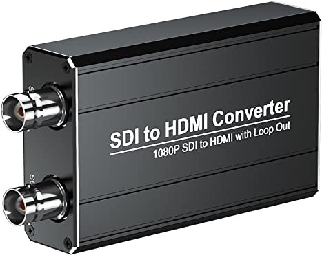 UCYTYON 1080P Convertidor SDI a HDMI con Salida de Bucle SDI, Compatible con la Señal 3G-SDI/HD-SDI/SD-SDI, se Puede Mostrar en HDTV/Monitor/Proyector, Detección Automática de Formato