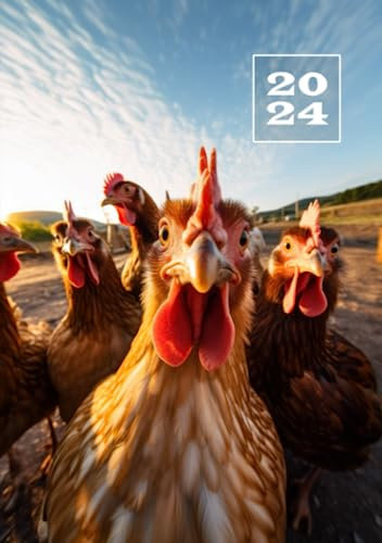 2024: 1 Woche auf 2 Seiten Kalenderbuch | Wochenplaner A5 Taschenkalender | Terminkalender Planer | Organizer Terminplaner | Buchkalender Jahresplaner | Wochenkalender Huhn Selfie