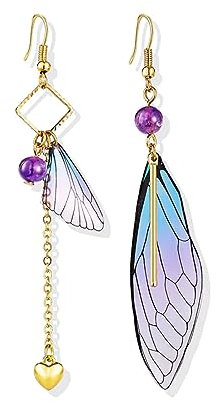 JOCXZI Flügel Ohrringe - Harz Braut Quaste Tropfen Schmetterlingsflügel Neuheit Baumeln Phantasie Frauen Accessoires (1 Paar)
