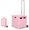 The Fellie Foldable Shopping Trolley with Lid, 45L Boot Cart with Wheels and Adjustable Telescopic Aluminium Handle, Portable Collapsible Utility Trolley Box for Shopping, Storage, Travel(30KG, Pink)