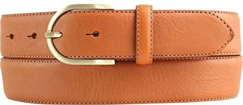 BELTINGER Hochwertiger Damengürtel aus Vollrindleder mit goldener Gürtelschließe 3,5 cm | Bombierter Ledergürtel Damen 35mm | Damen-Gürtel made in Italy