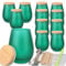 MILIVIXAY 12 Stück 325 ml Kerzengläser Mit Bambusdeckel und Herstellungs-Kits - Mattgrüne, Leere Ovale Design-Gläser für Große Kerzen, Gewürze