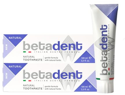Betadent KIT 2 DENTIFRICIO NATURAL. Azione igienizzante, antiplacca, lenitiva e rinfrescante. Rinforza le gengive. Formula delicata con estratti naturali vegetali. 2x100 ml