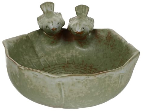 OFFSCH 1stück Kreative Vogeltränke Aus Keramik Ornamental Vogelbad Für Garten Futterstelle Für Wildvögel Dekorative Schüssel Für Garten Und Terrasse Zufällige Farbvarianten