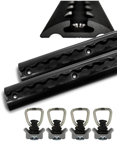 Airlineschienen schwarz aus Aluminium halbrund Airlineschiene pulverbeschichtet zur Ladungssicherung für PKW, LKW, Anhänger, Wohnmobile usw. - Zurrschiene - Zurrleiste (2x 1,5 Meter 4 Fittinge)