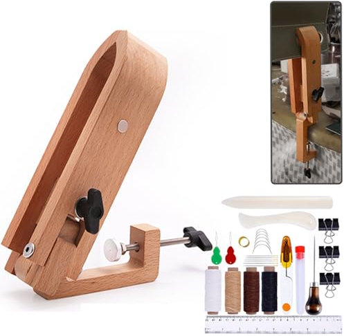Kit de Travail Du Cuir, Outils D'artisanat Du Cuir,pinces en cuir et pince de travail en cuir,29 pcs,Le bois peut être tourné à 180 degrés, ce qui facilite son utilisation,pour couture à la main