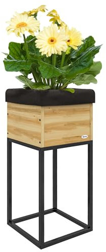 Outsunny Hochbeet Holz-Kräuterbeet Pflanzenkasten, Blumenkasten mit Stahlbeine für Garten, Balkon Natur 22 x 22 x 54 cm
