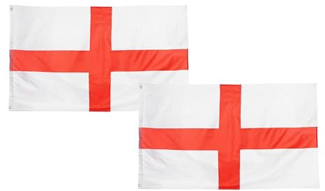 Large England Flag - Pack of 2 - England Flag 5ft x 3ft - English European Football Sports Supporters Hanging Decoration Flags