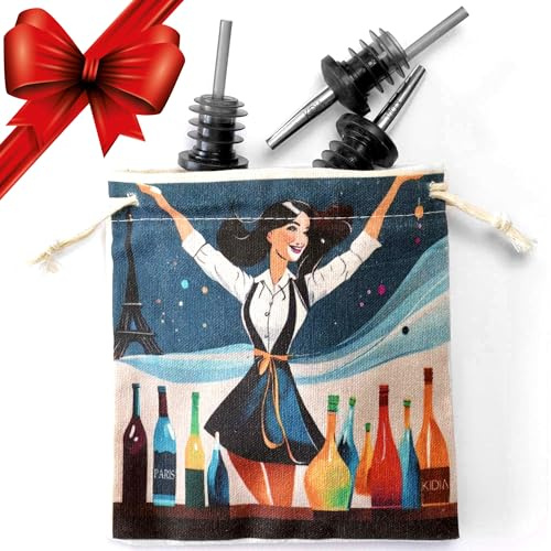 Kidia Metal Pour – Kit 10 Versatori Acciaio Inox - Tappi Universali con Guarnizione in Gomma, Flusso Calibrato 157 BPM, Lavabili in Lavastoviglie | Cocktail Set Barman/Bartender | (1, Paris)