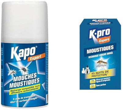 KAPO Aerosol Recharge Mouches et Moustiques - 250 ml - Idéal pour Éliminer Efficacement les Mouches et Moustiques - Prêt à l'emploi & Moustiques Recharge Diffuseur Longue Durée Expert, Neutre