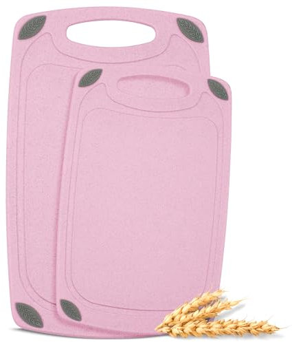 Axiom Creations 2-Piece Reversible Chopping Board Set Made from Natural Food Grade Wheat Straw Material - Eco-Conscious Alternative to Plastic - Gluten Free & BPA Free Cutting Boards for Kitchen