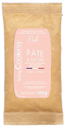 ScrapCooking - Pâte à Sucre Rose Pastel « Nude » 250 g - Colorant d’Origine Naturelle - Sans Gluten, Sans Huile de Palme - Pour Gâteaux, Pâtisseries - Fabriquée en France - 7622
