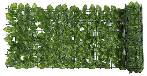 Nurnesy Clôture brise-vue en lierre artificiel de 1,6 x 9,8 m - Connexion renforcée par des feuilles vertes - Empêche les feuilles de tomber - Panneaux de haie artificielles - Vigne verte - Décoratif