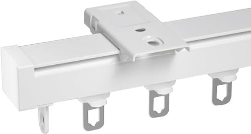 Binario per tende da soffitto/parete, con divisorio a rullo, per tende, supporta 80 kg, ideale per doccia, finestra a golfo, divisorio (bianco)