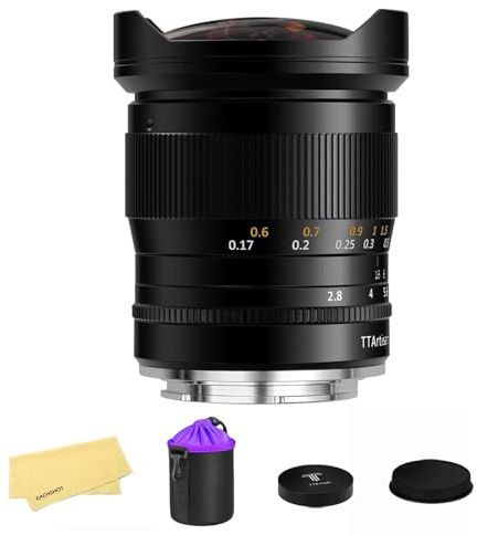 TTArtisan 11mm F2.8 Full Frame Fisheye Lens Full Metal Body Compatible with Sony E Mount Cameras A7 A7ll A7ll A7lV A7R A7Rll A7Rll A7RlV A7RV A7S ZV-E1 A7C2 A7CR
