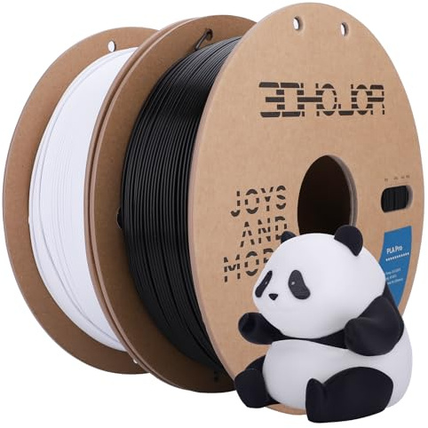 3DHoJor PLA+ PLA Plus Filament 1.75mm 1kg*2 for 3D Printer,Black+Cold White | Dimensional Accuracy +/- 0.03 mm
