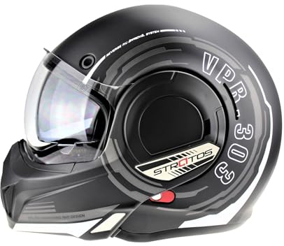 VPR F242 P/J Reverse Flip-Up Motorcycle Helmets - Double Visor Modular Jet Crash Helmet for Racing Sports Touring - Road Legal 22.06 Approved Adult Motorbike Helmets for Men Women