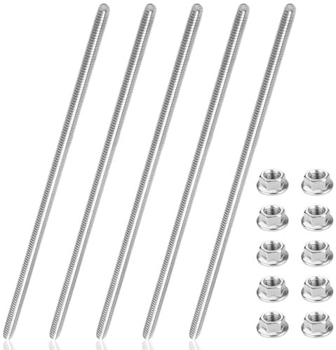 Gewindestangen M8 X 30cm Gewindestange Edelstahl 5er Volle Gewindestab mit 10 Flanschmuttern für Die Maschinen und Möbelherstellung (M8*30CM)