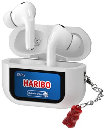 Haribo Wireless Earbuds with LCD Touchscreen Case, Bluetooth 5.4 TWS, Noise Cancelling, 13mm Bass Driver, IPX4, Gummy Bear Style
