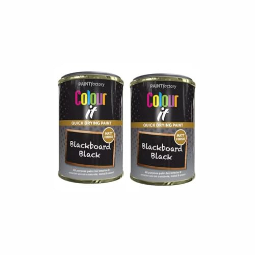 MIXEL Blackboard Black Matt Tin Paint, Quick Drying Formula, Easy to Apply, Suitable for Wood, Metal, Plaster, Glass, Ideal for DIY Projects, Home, Office, 300ml, (2 Pcs)