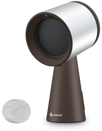 AMZCHEF mobile dunstabzugshaube mit mehreren Filtersystemen, 3-stufigem Absaugventilator, LED-Licht, große Ölauffangwanne und geräuscharm, tragbare dunstabzugshaube(Braun)