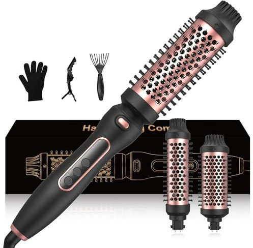 Thermal Brush, 32/38/40mm Keramik-Turmalin Hot Brush Rundbürste,10 Temperaturen, Wärmebürste mit 200-400 ℃ Digitalanzeige, Thermal Bürste für Wurzelvolumen und Lockere Locken, Beheizte Bürste