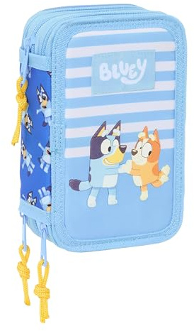 Safta Blue Let's Play Schulmäppchen mit 37 nützlichen Utensilien, Federmäppchen für Kinder, ideal für Kinder von 5 bis 14 Jahren, bequem und vielseitig, Qualität und Widerstandsfähigkeit, 12,5 x 5,5 x
