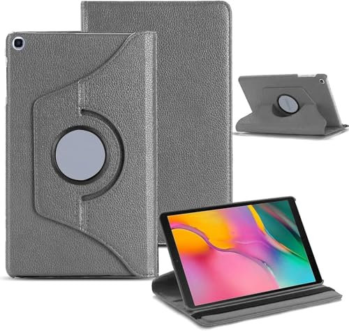 World biz Étui pour Samsung Galaxy Tab A 10,1 pouces 2019 (SM-T510/T515/T517) en cuir PU avec support rotatif à 360°, fonction veille/réveil automatique T515 T510 (gris)