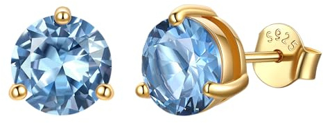 JustBeingCute Ohrringe Gold 585 Vergoldet Ohrstecker Silber 925 Zirkonia | Ohrstecker Gold mit Stein Geburtsstein Rot Grün Hypoallergen Stecker Schmuck Damen Geschenk für Frauen 4/5/6/6.5/7.5/8 mm