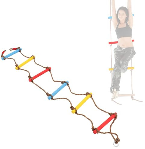 HERCHR Climbing Rope Ladder, 210cm / 83in Multilayer Nylon Rope Stability Good Grip Strength Kid Crawling Rope Ladder with Hook for Courtyard, Outdoor Garden or Camp