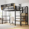 Huayz Kinderbett Hochbett 90x200 cm, Etagenbett Metallbett mit Treppe, Stauschrank und Abnehmbares Lagerregal, Jugendbett Einzelbett Bettgestell mit Rausfallschutz und Lattenrost, Ohne Matratze