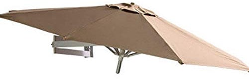 Parasols Wall-Mounted Patio Parasol Umbrella with Metal Pole, Outdoor Sun Shade Canopy Umbrellas for Pool Garden Beach, Waterproof Parasols,Khaki，Red-A