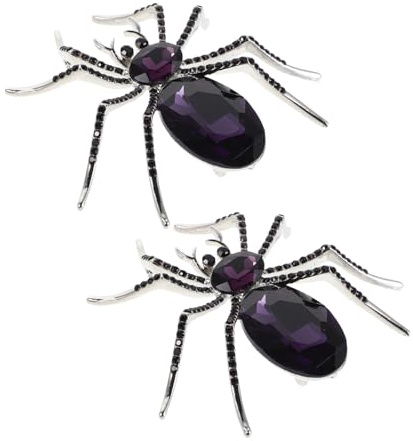 2 Stück-pack Strass Spinnenbrosche aus Legierung, Violett | Vintage Inspiriert, Schmuckdekoration für Rock und Tasche, für Damen und Herren im Alltag