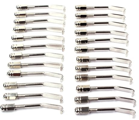 Mikinona Banjo Hooks and Nuts for Traditional Banjo Metal Construction with Well Finished Surface and Rust Resistant Features Silver Colour Suitable for Replacement