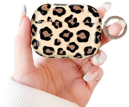 Newseego Custodia per Airpods Pro 3, Graziosi Motivi Leopardati, Cover Protettiva Trasparente con Portachiavi Antiurto Morbida in TPU Ragazze e Donne, per Airpods Pro 3a Generazione (2025)-Marrone
