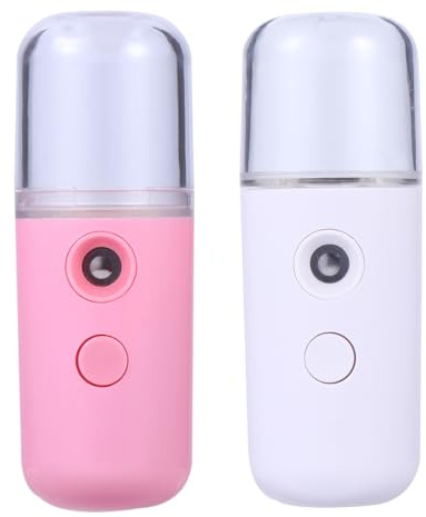 2 Stück Zylinder Beauty Spray Wasserzähler aus Kunststoff | Nano Nebelsprüher, Tragbar und Leicht, Spendet Feuchtigkeit ohne Make Up zu Beeinträchtigen
